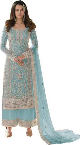 Vista 12 de STELLACOUTURE India paquistaní Eid festival red bordado material salwar kameez traje para las mujeres con dupatta 2406-O