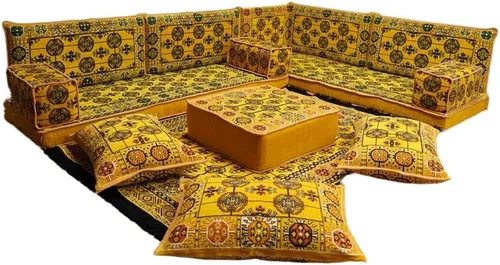 Vista 44 de arabicsofa Juego de asientos Jalsa en forma de L – Majlis árabe hecho a mano con almohadas de respaldo