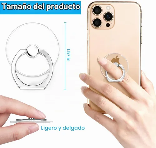 Vista 2 de VOVIGGOL Soporte transparente para anillo de teléfono, 2 piezas, rotación de 360°, soporte de anillo para teléfono celular, soporte de dedo móvil