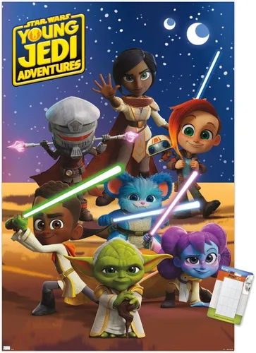Vista 10 de Trends International Star Wars: Young Jedi Adventures - Póster de pared de grupo, 14.725 x 22.375 pulgadas, versión enmarcada de madera de granero