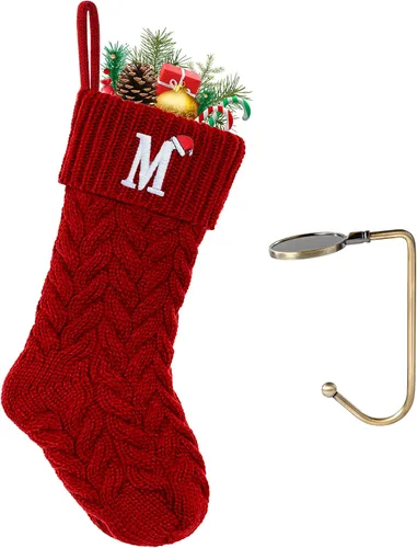 Vista 171 de Botas de Navidad personalizadas, iniciales personalizadas, 18 pulgadas, botas de Navidad tejidas con letras para colgar en la chimenea, botas