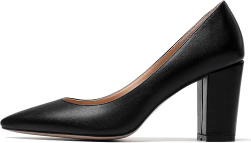 Vista 2 de WAYDERNS Zapatos de tacón alto con puntera puntiaguda mate para mujer, 3.5 pulgadas