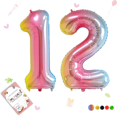 Vista 112 de Globos grandes de 40 pulgadas de números del 0 al 9, globos numéricos para decoración de fiesta de cumpleaños, globos de helio de aluminio