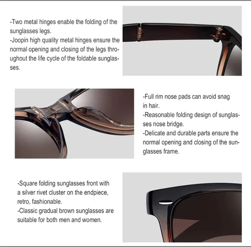 Vista 5 de Joopin Gafas de sol cuadradas polarizadas con protección UV para hombre y mujer