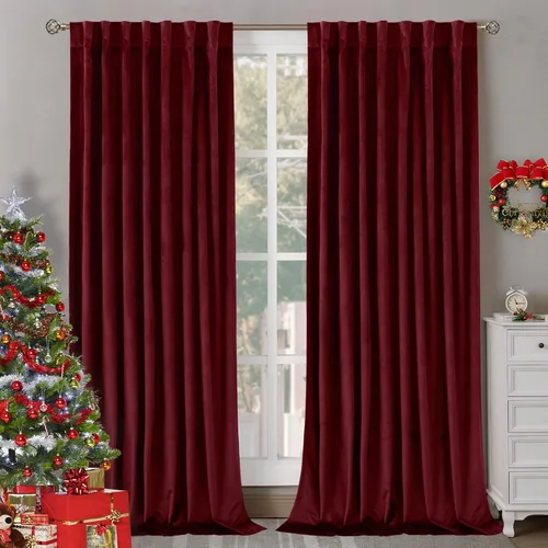 Vista 47 de BGment Cortinas de terciopelo rosa polvoriento, 2 paneles de 84 pulgadas, 2 paneles para sala de estar, aislamiento térmico de lujo, reducen