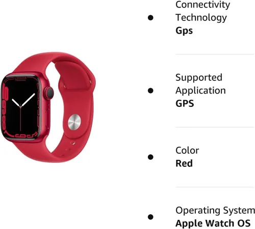 Vista 7 de Apple Serie 7 (GPS, 1.614 in) - Caja de aluminio roja con correa deportiva roja (renovada)