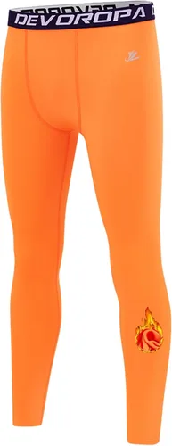 Vista 20 de DEVOROPA - Leggings de compresión para niños, mallas deportivas con forro polar, capa base térmica Verde militar (forro polar)