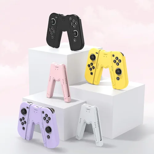 Vista 6 de JINGDU Switch Joy-Con Charging Grip Compatible with Nintendo Switch & OLED Model, Play While Charging, Portable V-Shaped Joy-Con Controller Charger