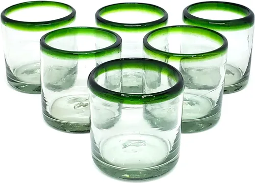 Vista 6 de Vasos de Martini con borde verde esmeralda de 10 onzas (juego de 6), vidrio reciclado, sin plomo, sin toxinas (Martini)