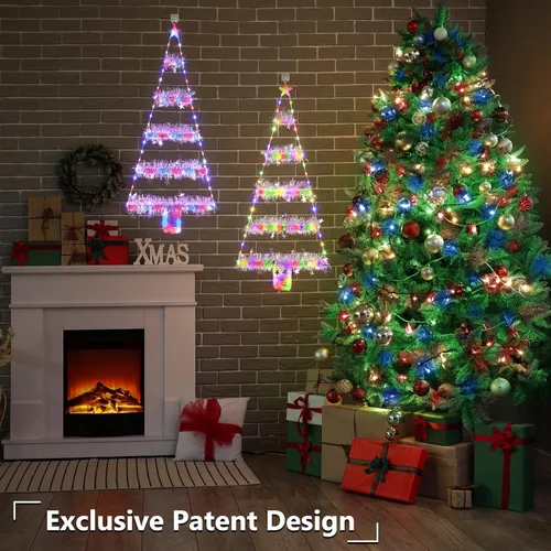 Vista 3 de Toodour Luces de Navidad para interiores, luces LED de Navidad de 2.65 pies, luz multicolor para colgar en la ventana, funciona