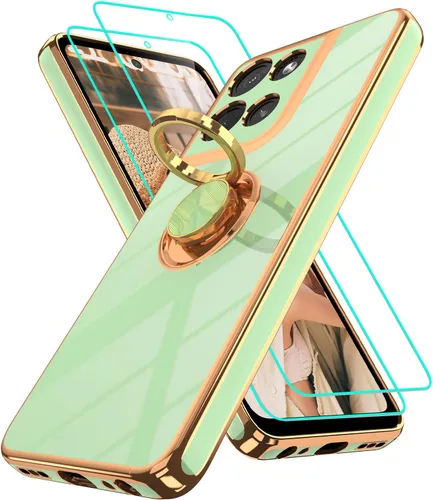 Vista 138 de Funda para Motorola Moto G 5G 2024: Funda Moto G Play 5G 2024 con 2 piezas de protectores de pantalla, soporte de anillo de rotación de 360°