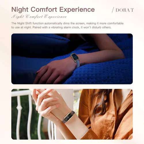 Vista 3 de Rastreador de actividad física para mujer, reloj de fitness para mujer, correa de cuero, funda de aleación, monitor de frecuencia cardíaca de lujo