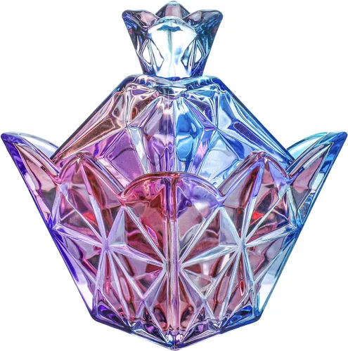 Vista 14 de SOCOSY Tarro de boticario de vidrio transparente en relieve con tapa, Tarro de dulces Tarro de buffet de dulces de boda Caja de joyería de cristal