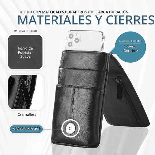 Vista 6 de Funda de piel para teléfono celular con clip para cinturón