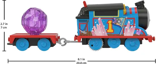Vista 3 de Thomas & Friends Juego de tren de juguete motorizado Crystal Caves Adventure con Thomas, puente basculante y 8 pies de pista para niños en edad