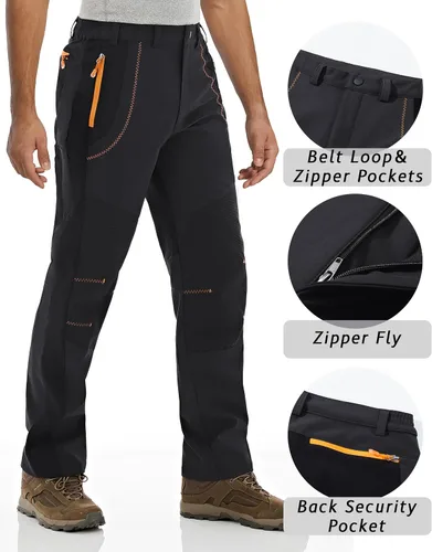 Vista 4 de TACVASEN Men's Snow Ski Pants Softshell Fleece Lined Hiking Snowboard Pants Waterproof & Windproof Pants with Zipper Pockets