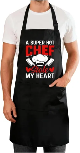 Vista 15 de Delantales divertidos para hombres y mujeres, perfectos para cocina, barbacoa, hornear, esposa, marido, regalo de cumpleaños para papá