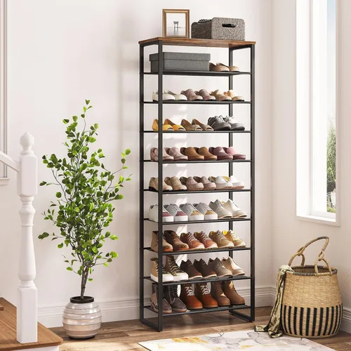 Vista 2 de HOOBRO - Zapatero de 10 niveles, organizador de almacenamiento de zapatos de 23.6" L, estante de zapatos de gran capacidad para entrada de puerta