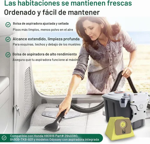 Vista 5 de Crucial Vacuum 3 bolsas de vacío de repuesto, compatibles con Honda Parte # 2940380, 84909-TK8-A01, compatible con Honda Odyssey H80916