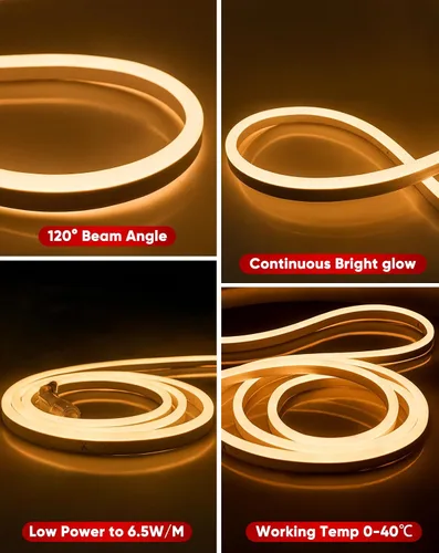 Vista 6 de Productos del paquete de clip de montaje con 2500K Warm 16.4ft LED Neon Rope Lights Kit