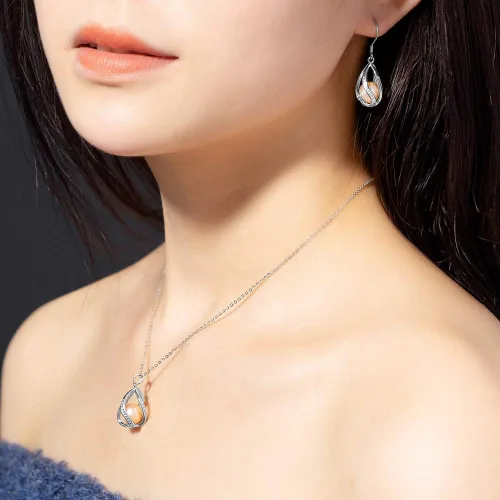 Vista 5 de Jewelry Set For Women YQXINXIN 100% Natural Freshwater Pearl Jewelry Sets 925 Sterling Silver Jewelry Sets