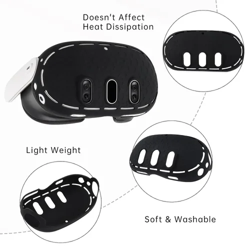 Vista 4 de Silicone Cover Set Compatible with Meta Quest 3 Accessories, Quest 3 Silicone Face Cover, VR Shell Cover,Quest 3 Touch Controller Grips