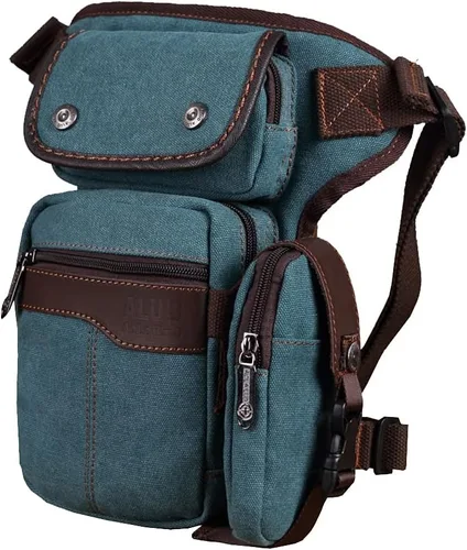 Vista 34 de Canvas Drop Leg Bag Outdoor Waist Pack for Men Women Tactical Military Motorcycle Bike Cycling Multi-Pocket Waist Fanny Pouch Travel Hiking Climbing