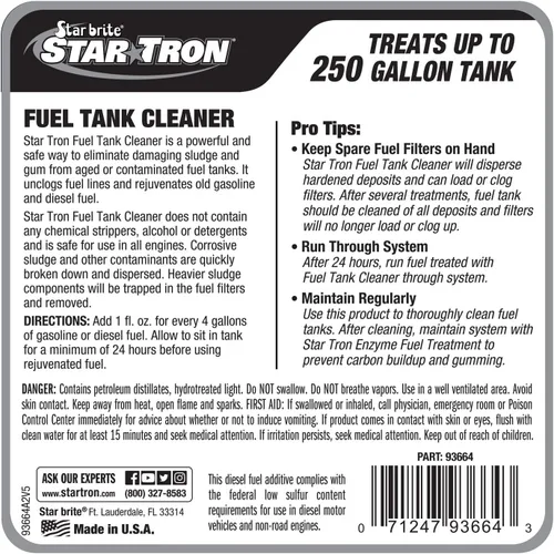 Vista 2 de STAR BRITE Star Tron Limpiador de depósito de combustible – Elimina lodos, barnices y otros depósitos – Rejuvanate combustible viejo y rancio