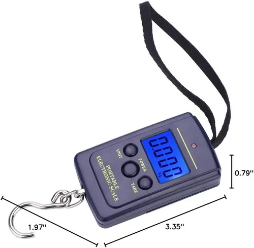 Vista 10 de Báscula de pescado con pantalla LCD retroiluminada, báscula digital impermeable de hasta 88 libras / 88.2 lbs, báscula de peso portátil para colgar