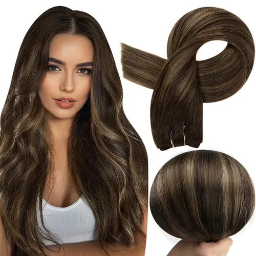 Vista 39 de Full Shine Extensiones de trama de cabello humano, cabello natural negro brillante, para mujeres, 1.76 oz (50 g), 10 pulgadas (25.4 cm), cabello