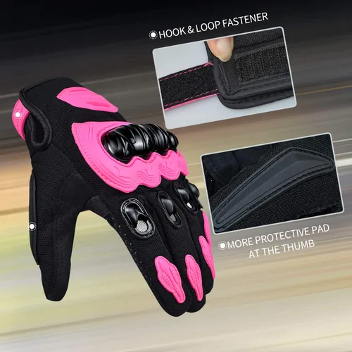 Vista 2 de Guantes de motocicleta para mujer con pantalla táctil, para verano, motocicleta de tierra, guantes de dedo completo, carreras en carretera