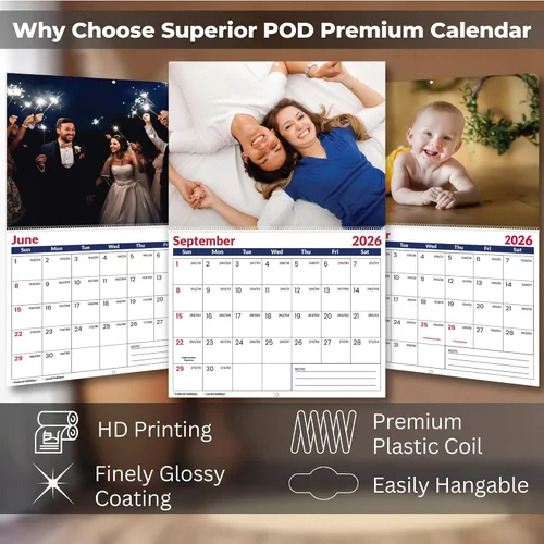 Vista 5 de Calendario de pared con fotos personalizadas 2026 para el hogar y la oficina, imprime tus 13 recuerdos y haz tu propio calendario personalizado