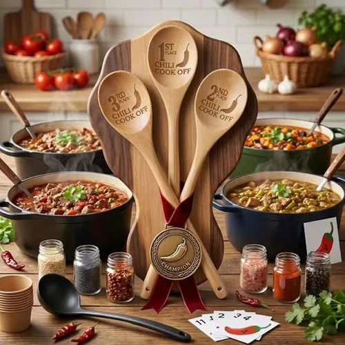 Vista 5 de Cucharas de madera para cocinar, juego de 3 cucharas de cocina de madera maciza de 13 pulgadas de largo con mango largo, no tóxicas