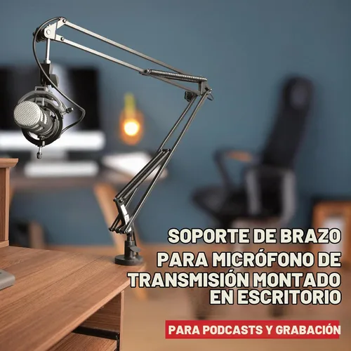 Vista 5 de Gator Frameworks - Brazo de micrófono de montaje en escritorio con resorte para transmisiones, podcasts, creación de contenido, transmisión en vivo