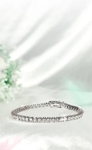 Vista 5 de SEA OF ICE Pulsera de tenis de plata de ley 925 de 0.118in de corte redondo auténtico, tanzanitacirconita cúbica, 7.25-7.5 pulgadas, Gema