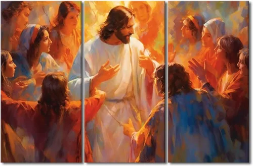 Vista 30 de Lienzo decorativo para pared de sala de estar, impresión retro con luz de esperanza de Jesús, 1 panel, póster de lienzo moderno para dormitorio