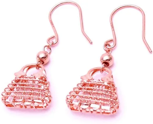 Vista 4 de SAGEKING 2024 New 585 Purple Gold Plated 14K Rose Gold Exquisite Line Geometric Earrings For Women Unique Charm Sparkling Luxury Party Jewelry