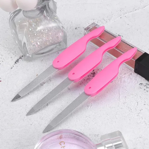 Vista 9 de Uonlytech Lima de uñas profesional, 3 limas de uñas plegables de doble cara, lima de uñas plegable de acero inoxidable, herramientas de manicura