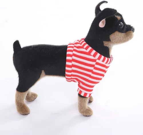 Vista 3 de CU-MATE Peluche de perro Doberman Pinscher de 10 pulgadas, juguete de peluche realista negro y tostado, regalo para niños y niñas