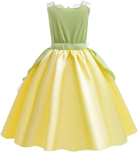 Vista 2 de Lito Angels Disfraz de princesa de rana, disfraz de Halloween para niñas pequeñas, verde