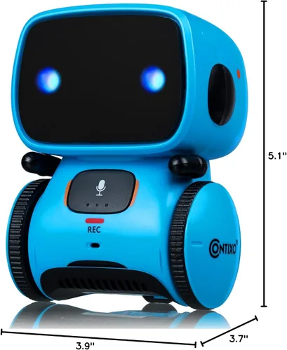 Vista 7 de Contixo R1 Juguete robot para niños, robots inteligentes interactivos azules con control de voz, que hablan, bailan, aprenden, sensor táctil