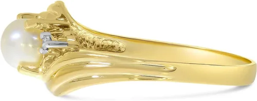 Vista 4 de Direct-Jewelry Anillo de diamantes y perlas cultivadas de agua dulce en oro amarillo de 10 quilates