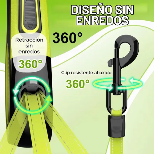 Vista 3 de Correa retráctil mejorada para perro de 16.4 pies – Correa retráctil reflectante resistente con agarre suave antideslizante – Bolsa desmontable