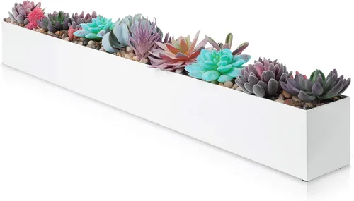 Vista 9 de Caja rectangular moderna de acero inoxidable para plantas