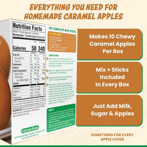 Vista 2 de Concord Foods Kit de manzana caramelo: regalo favorito de otoño, disfruta de manzanas masticables. Hace 10 manzanas de caramelo por caja, 5 onzas