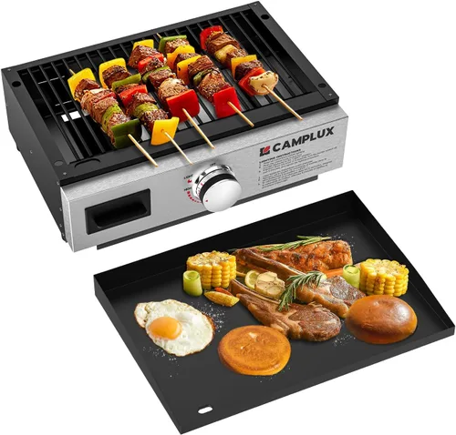 Vista 13 de CAMPLUX Horno de pizza de 17 pulgadas para parrilla con bolsa de almacenamiento y piedra de cordierita de 14.8 x 13 pulgadas, termómetro integrado