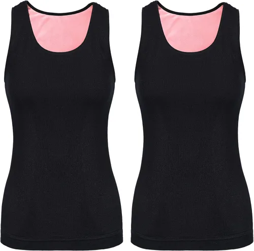 Vista 9 de Sintege Camiseta térmica sin mangas para mujer, con forro polar, camiseta interior para mujer, mezcla de algodón, chaleco de capa base cálida