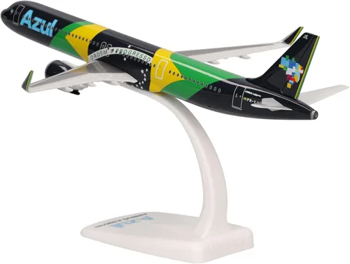 Vista 5 de Herpa Airplane Model Airbus A321neo Azul Bandera Brasileña a Escala de 1:200, Miniatura de Plástico con pedastal, Edificio Modelo, Edición