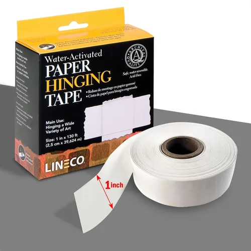 Vista 3 de Lineco, Archival - Cinta adhesiva de papel activado por agua, sin ácidos con pH neutro, para bisagras de fotos artísticas, 1 pulgada x 130 pies