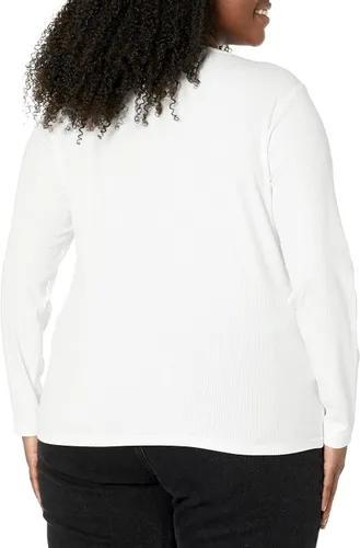 Vista 7 de Tienda Essentials Cuello redondo de punto acanalado de manga larga para mujer, ajuste delgado, paquete de 2